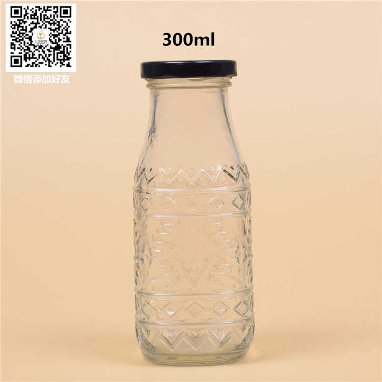 300ml 雕花款方果汁瓶